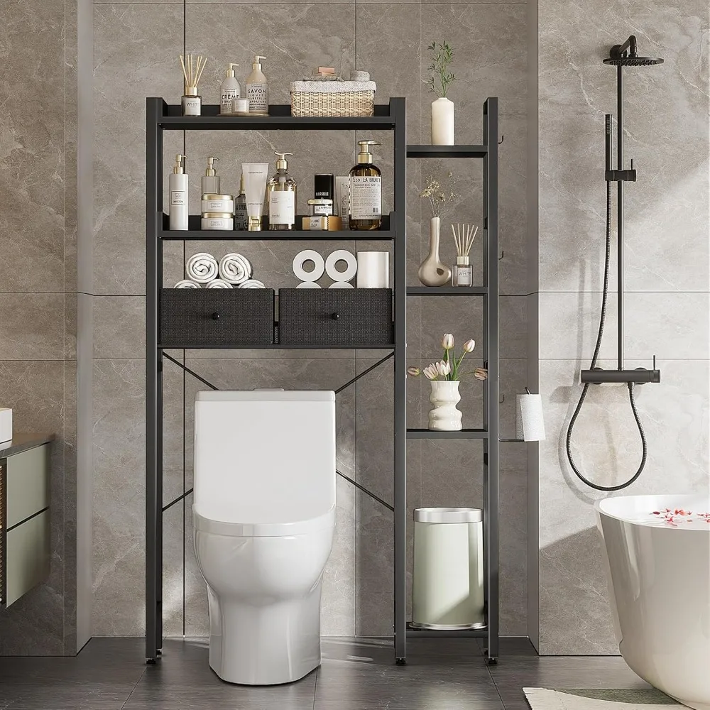 Over The Toilet Storage with 2 Drawers, with Height Adjustable Shelves and Hooks, 7 Tier Over Toilet Bathroom Organizer
Over The Toilet Storage with 2 Drawers, with Height Adjustable Shelves and Hooks, 7 Tier Over Toilet Bathroom Organizer