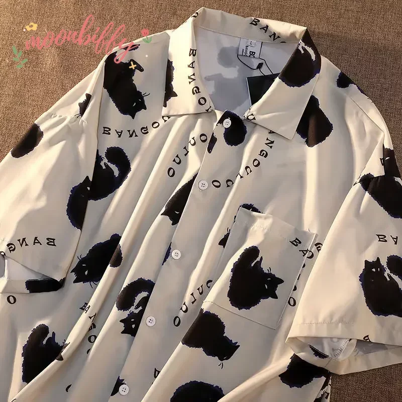 Cat Graffiti Shirt Street Style Crop Top Summer Men's Shirts Short Sleeve Cool Blouse Korea Shirt for Women Couple Top
Cat Graffiti Shirt Street Style Crop Top Summer Men's Shirts Short Sleeve Cool Blouse Korea Shirt for Women Couple Top