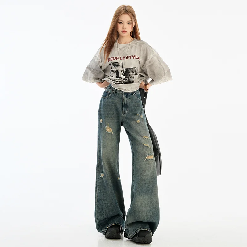 Retro Blue Irregular Ripped Wear Skinny Jeans High Waist Loose Wide Legs Women's Design Sense Niche Spring and Summer
Retro Blue Irregular Ripped Wear Skinny Jeans High Waist Loose Wide Legs Women's Design Sense Niche Spring and Summer