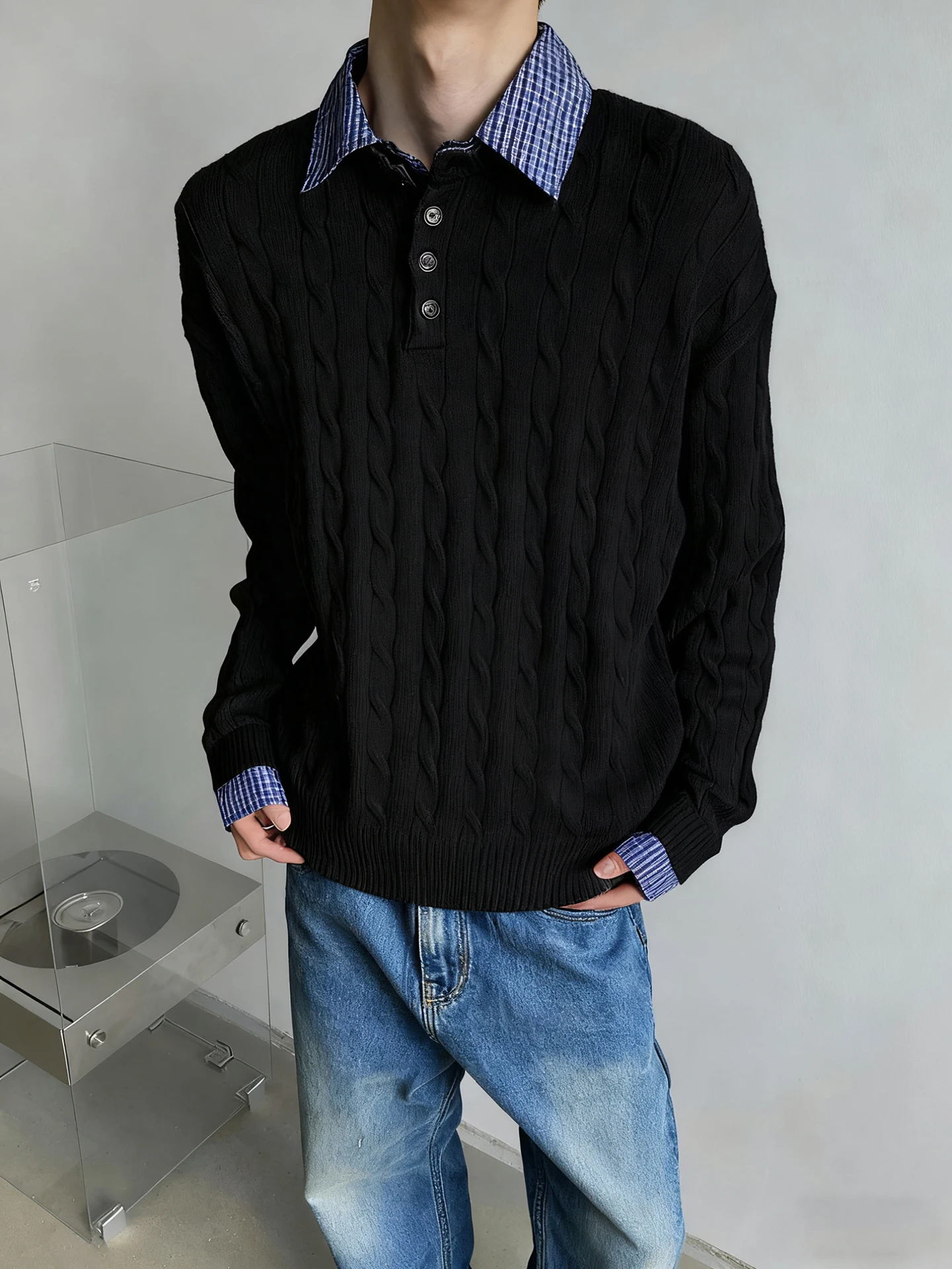 Американский вязаный свитер унисекс с воротником, свободного кроя, осенний, повседневный, модный, для пар, верхняя одежда Ykee
Американский вязаный свитер унисекс с воротником, свободного кроя, осенний, повседневный, модный, для пар, верхняя одежда Ykee