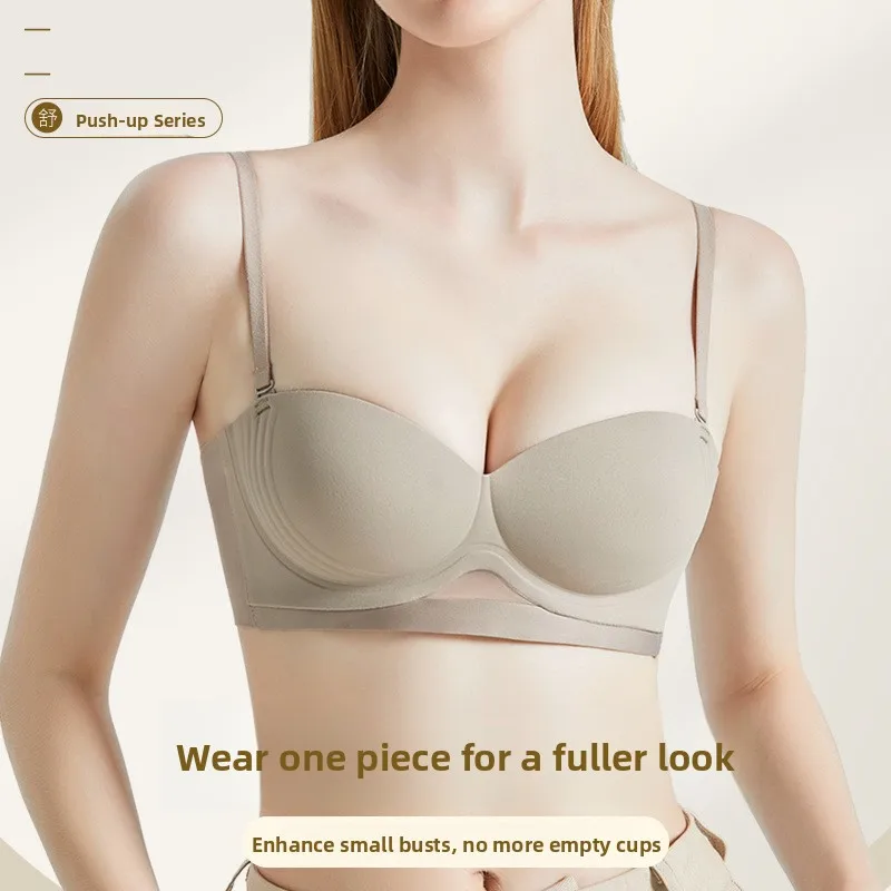 Semi-Cup Bra Women's Thin Strap Anti-Slip Sexy Style Gather Small Chest Illusional Large Cotton Fabric Gather Bra
Semi-Cup Bra Women's Thin Strap Anti-Slip Sexy Style Gather Small Chest Illusional Large Cotton Fabric Gather Bra