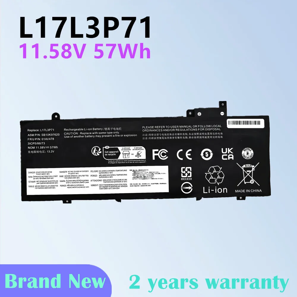 11.58V 57Wh Laptop Battery For Lenovo ThinkPad T480S Series L17M3P71 01AV478 L17L3P71 01AV479 L17M3P72 01AV480
11.58V 57Wh Laptop Battery For Lenovo ThinkPad T480S Series L17M3P71 01AV478 L17L3P71 01AV479 L17M3P72 01AV480