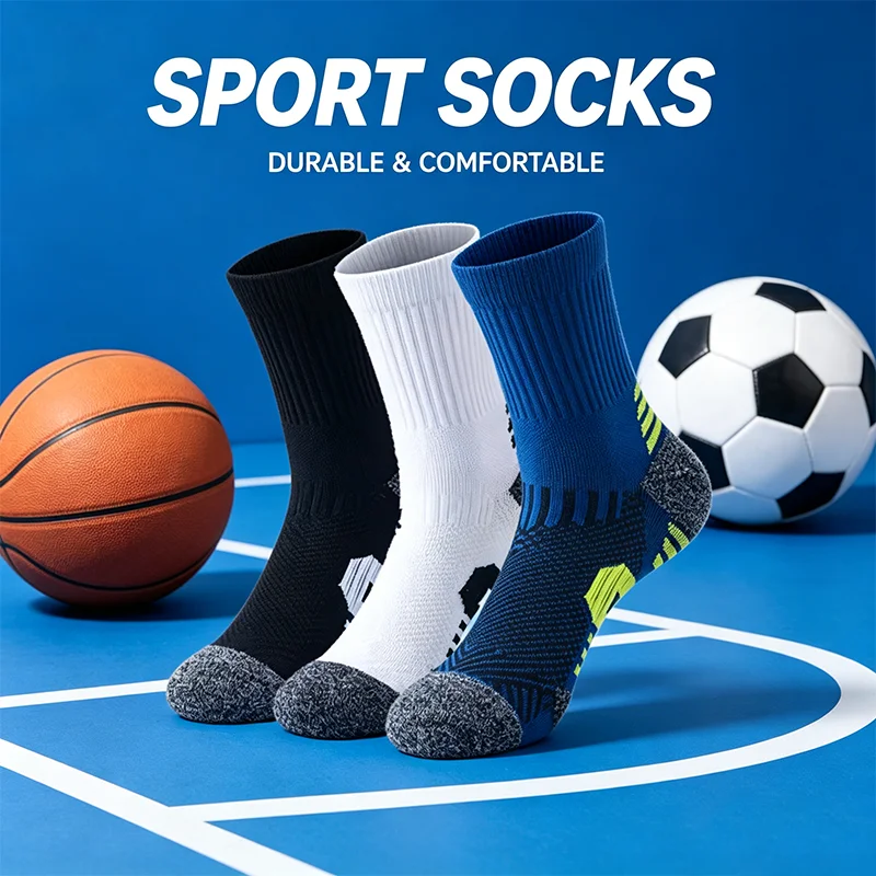 3 Pairs Men's Athetic Socks Sports Breathable Outdoor Running Compression Socks Traning Long Black White BLUE Stretch Socks
3 Pairs Men's Athetic Socks Sports Breathable Outdoor Running Compression Socks Traning Long Black White BLUE Stretch Socks