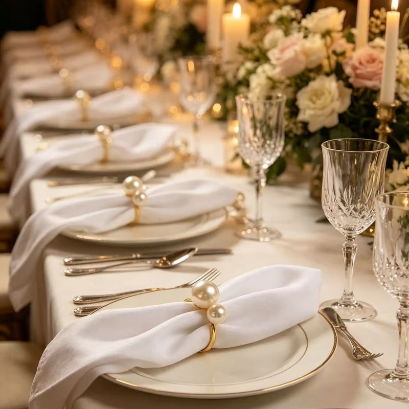 100PCS Elegant Napkin Rings Pearl Beads Gold Napkin Ring Holders Wedding Decor for Dinner Party Home Table Decoration
100PCS Elegant Napkin Rings Pearl Beads Gold Napkin Ring Holders Wedding Decor for Dinner Party Home Table Decoration
