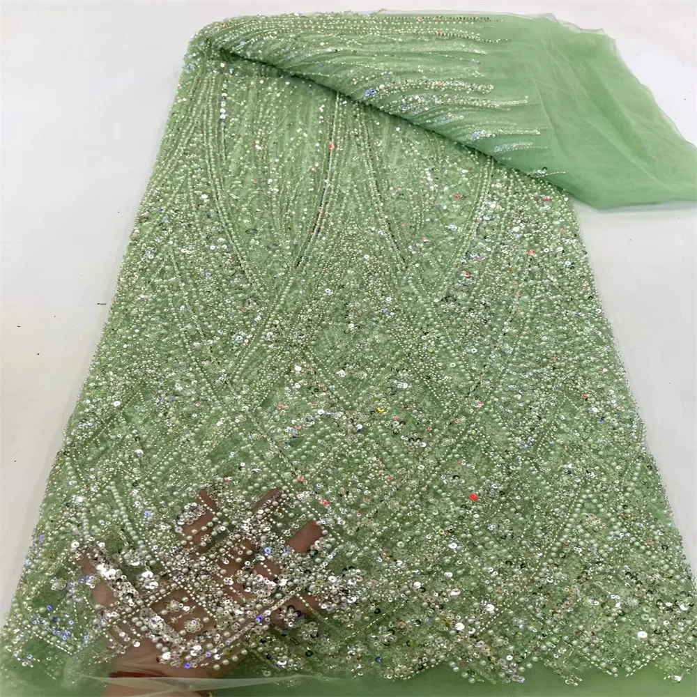 African Heavy Beaded Lace French Fabric 2024 High Quality 5 Yards Nigerian Sequins Groom Fabric Material For Wedding Party Dress
African Heavy Beaded Lace French Fabric 2024 High Quality 5 Yards Nigerian Sequins Groom Fabric Material For Wedding Party Dress
