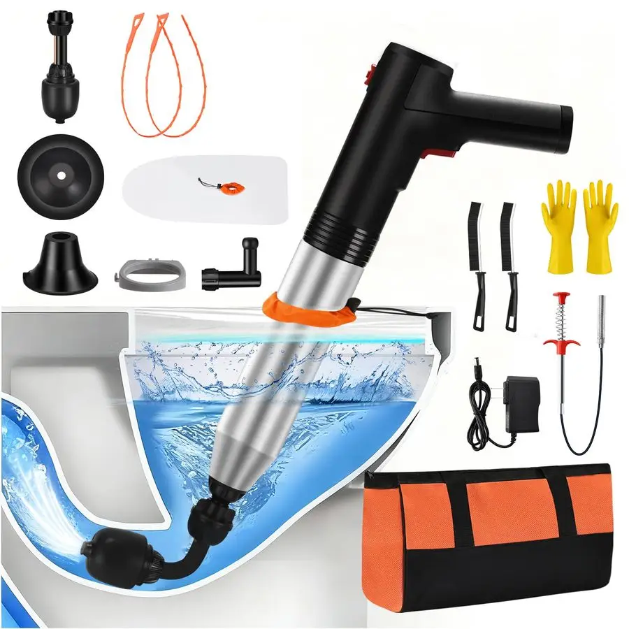 Toilet Plunger, Drain Unclogger Plungers High Pressure Air Drain Blaster with Drain Auger, Splashfree Plungers for Bathroom, Plu
Toilet Plunger, Drain Unclogger Plungers High Pressure Air Drain Blaster with Drain Auger, Splashfree Plungers for Bathroom, Plu