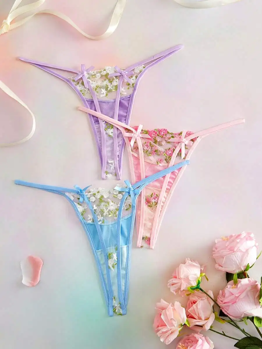 Floral Embroidered Lace Thong Panties For Women
Floral Embroidered Lace Thong Panties For Women