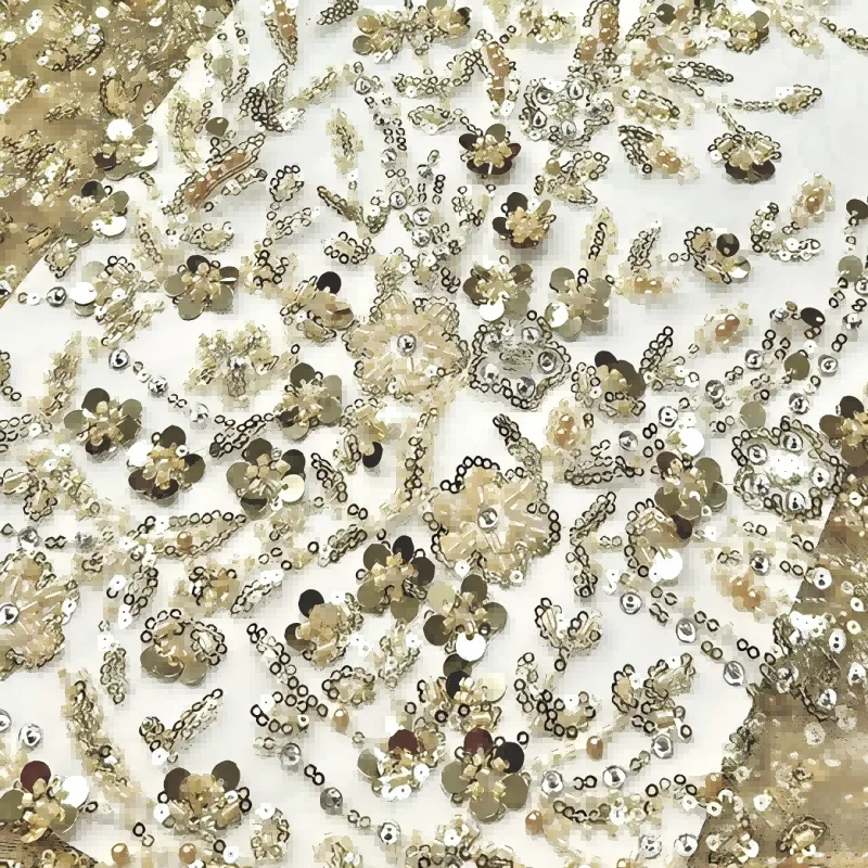 1 Yard French Small Plum Blossom Embroidered Lace Fabric Tulle with Sequins Beads High-Grade Mesh for Evening Party Dress Sewing
1 Yard French Small Plum Blossom Embroidered Lace Fabric Tulle with Sequins Beads High-Grade Mesh for Evening Party Dress Sewing