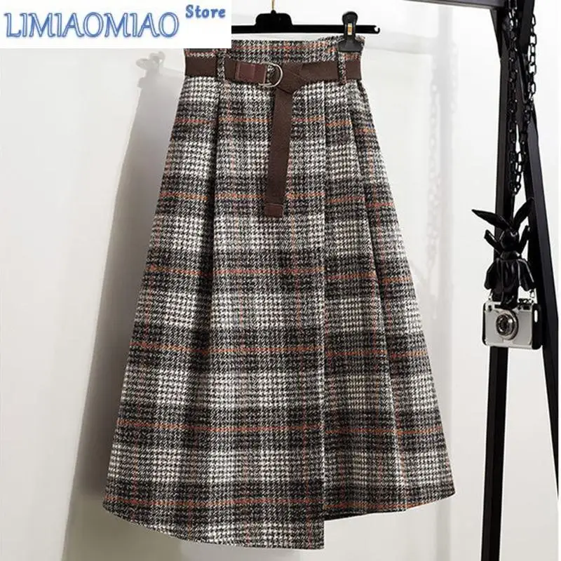 New retro plaid skirt autumn winter female a-line skirt mid-length irregular high-waist thickened long skirt with belt
New retro plaid skirt autumn winter female a-line skirt mid-length irregular high-waist thickened long skirt with belt