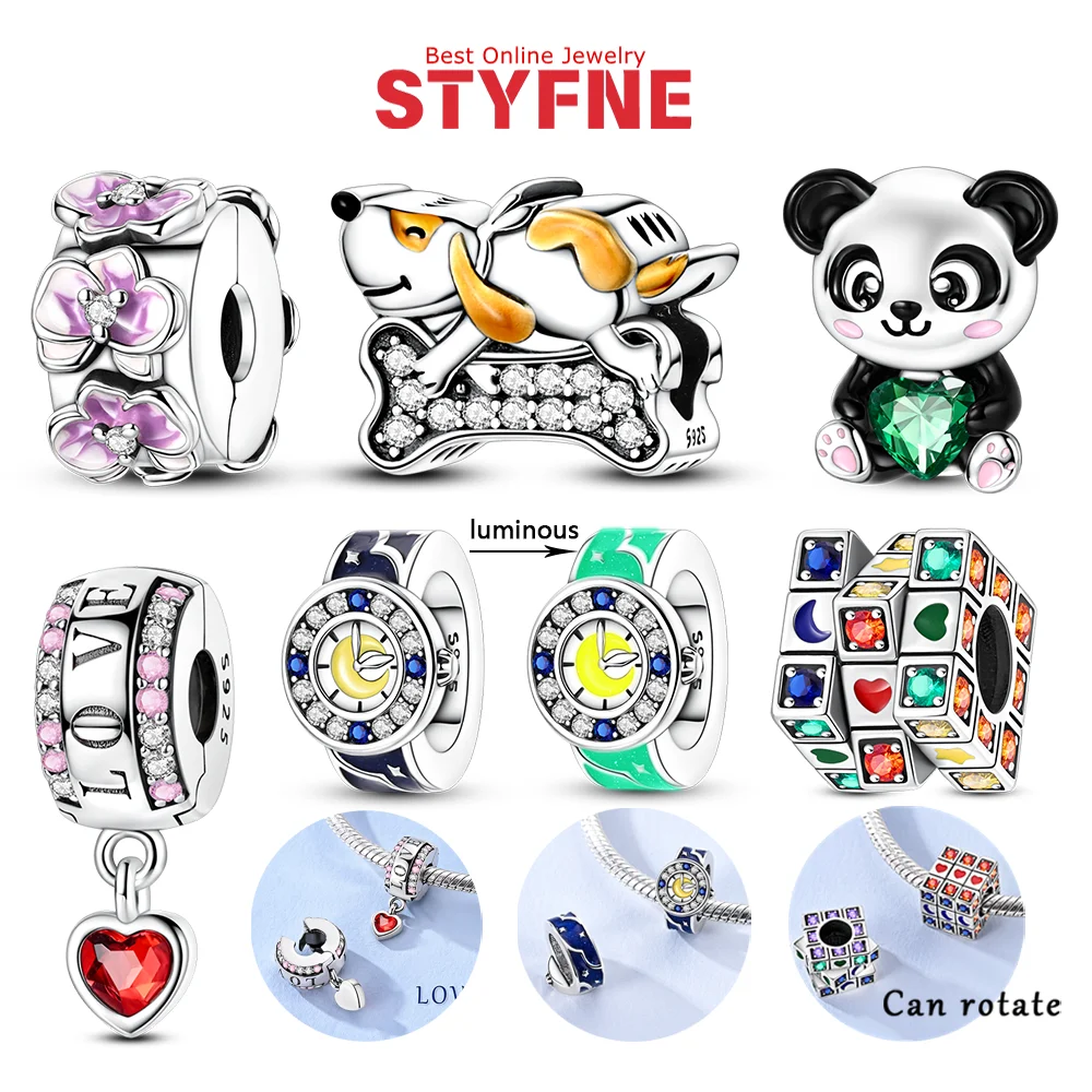 S925 Silver Sparkling Zircon Love Charms Lotus Phalaenopsis Panda Puppy Love Bone Beads Fit Original Bracelet Women DIY Jewelry
S925 Silver Sparkling Zircon Love Charms Lotus Phalaenopsis Panda Puppy Love Bone Beads Fit Original Bracelet Women DIY Jewelry