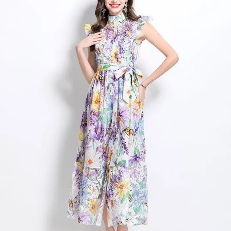 New Vacation Oil Painting Floral Print Water Soluble Lace Midi Dress Custom Suit
New Vacation Oil Painting Floral Print Water Soluble Lace Midi Dress Custom Suit
