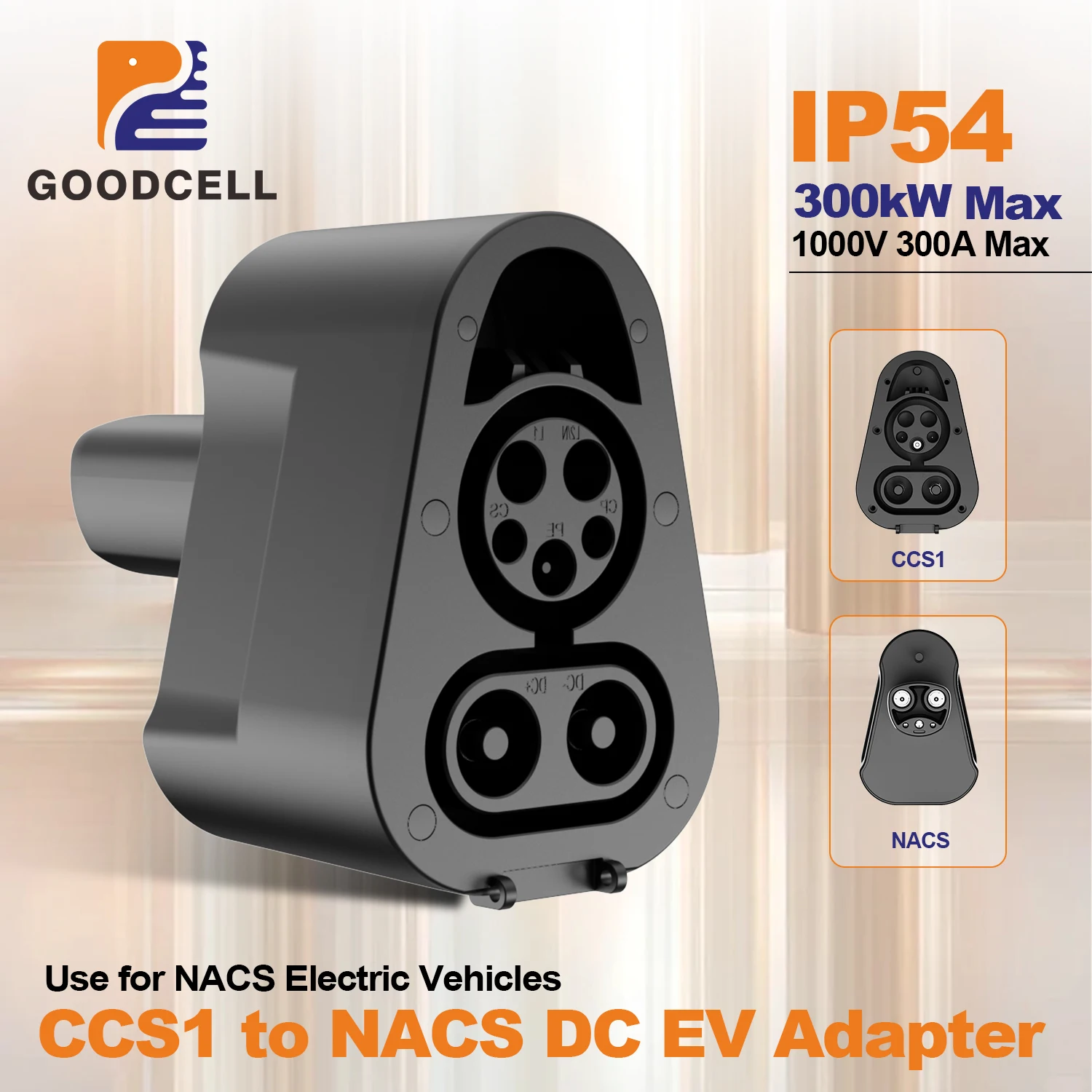GOODCELL CCS1/SAE 1772 to Tesla EV Fast Charging Adapter 300A DC Charger Connector for Electric Cars
GOODCELL CCS1/SAE 1772 to Tesla EV Fast Charging Adapter 300A DC Charger Connector for Electric Cars