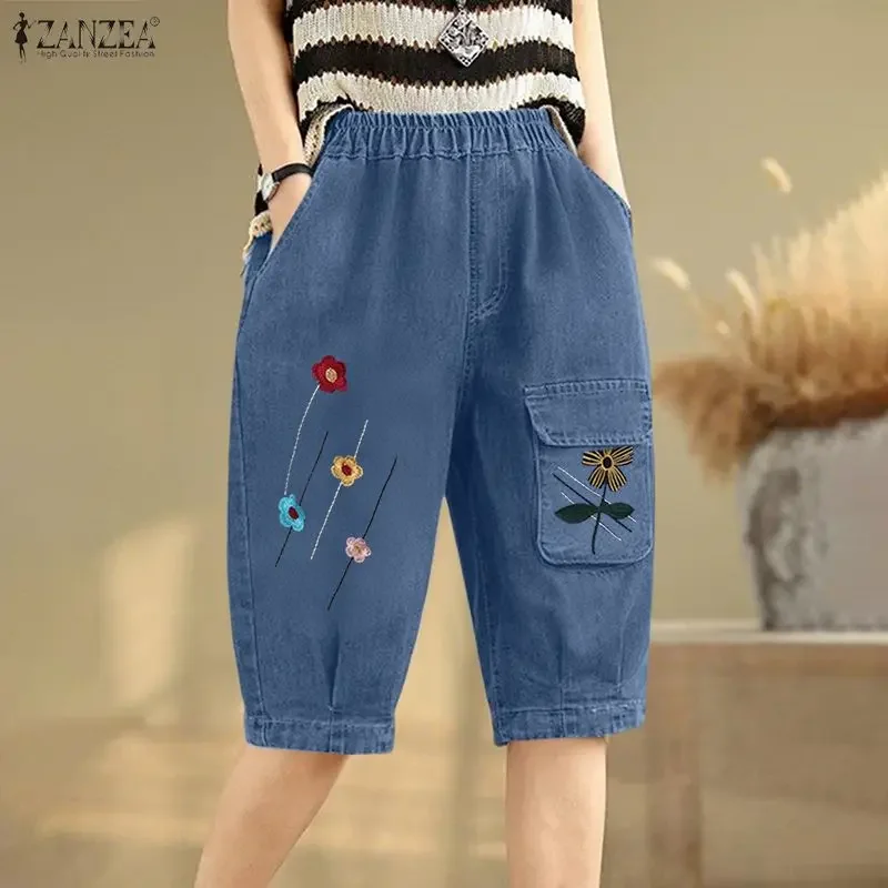 ZANZEA Women Fashion Denim Long Pants 2026 Casual Loose Elastic Waist Pockets Trousers Floral Printed Korean Bottoms Streetwear
ZANZEA Women Fashion Denim Long Pants 2026 Casual Loose Elastic Waist Pockets Trousers Floral Printed Korean Bottoms Streetwear