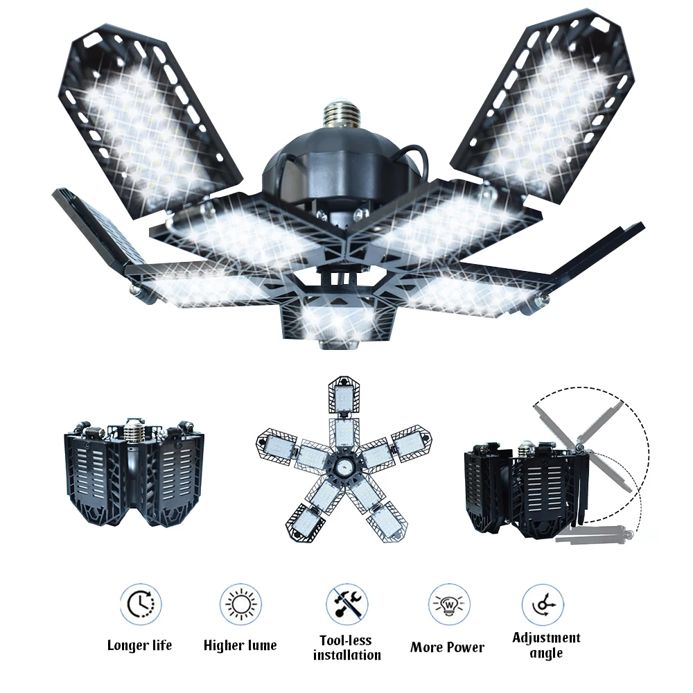10-Blade Foldable Deformable LED Garage Light E26/E27 Multi-Angle Adjustable High Lumen LED Ceiling Lamp for Garage Warehouse Basement Workshop Barn
10-Blade Foldable Deformable LED Garage Light E26/E27 Multi-Angle Adjustable High Lumen LED Ceiling Lamp for Garage Warehouse Basement Workshop Barn