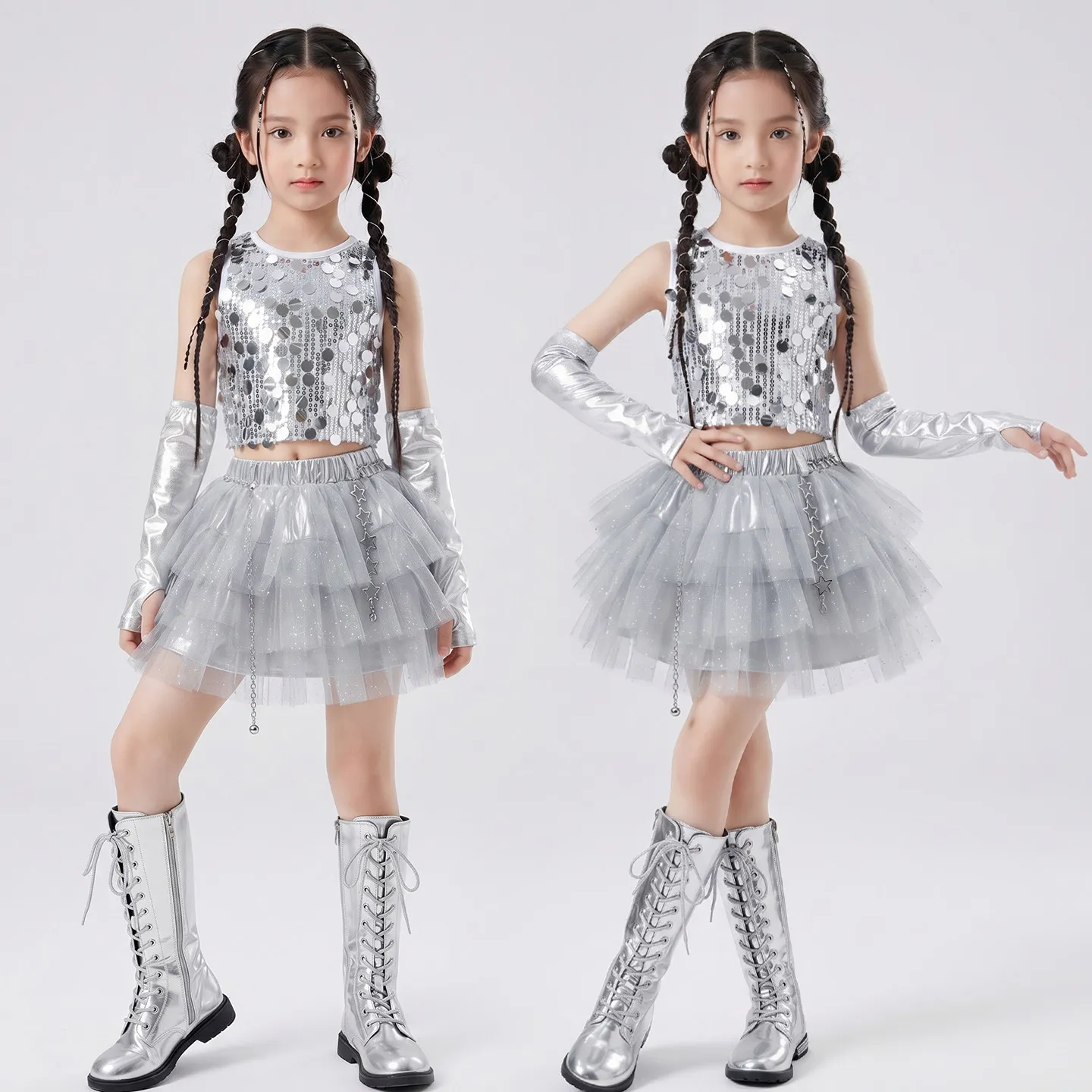 Jazz Dance Costume Girl Kpop Show Performance Wear Sequin Vest Mesh Skirt Model Host Stage Outfit Fashion Runway Clothes VDL5497
Jazz Dance Costume Girl Kpop Show Performance Wear Sequin Vest Mesh Skirt Model Host Stage Outfit Fashion Runway Clothes VDL5497