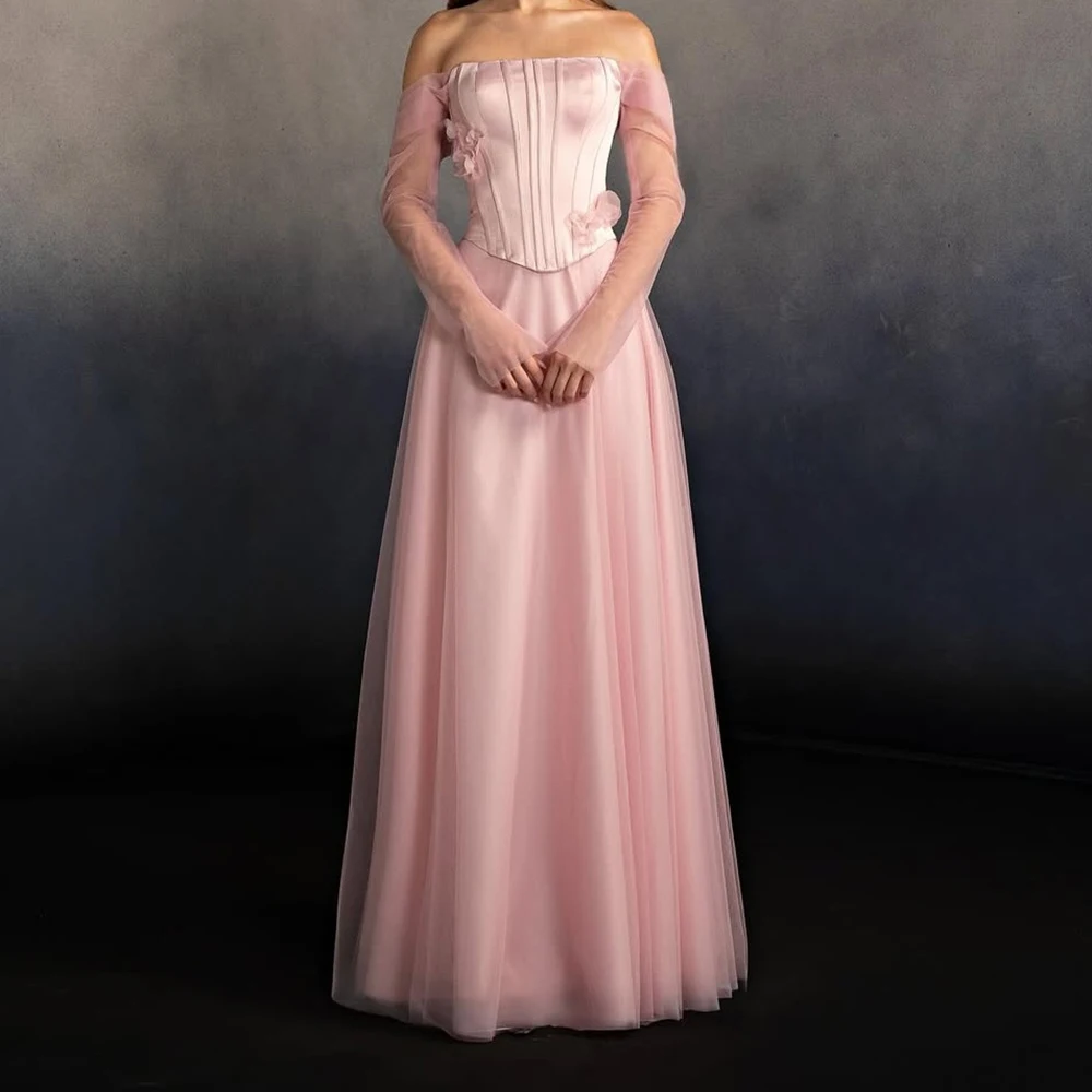 A-line Women's Evening Dresses Floor-length Off The Shoulder Full Sleeve Prom Gown Fashion Pleat Flowers Draped Customized Gowns
A-line Women's Evening Dresses Floor-length Off The Shoulder Full Sleeve Prom Gown Fashion Pleat Flowers Draped Customized Gowns