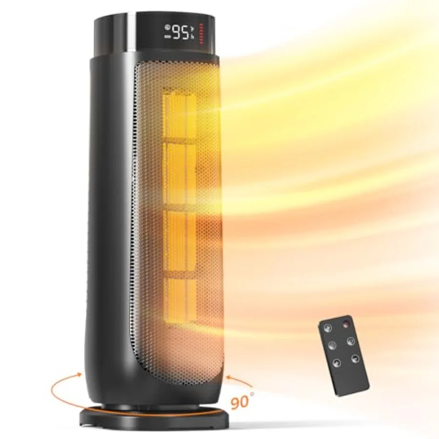 Space Heaters for Indoor Use 1500W with Thermostat 24H Timer 90° Oscillating Quiet Portable PTC Ceramic with Remote Fast Safety
Space Heaters for Indoor Use 1500W with Thermostat 24H Timer 90° Oscillating Quiet Portable PTC Ceramic with Remote Fast Safety