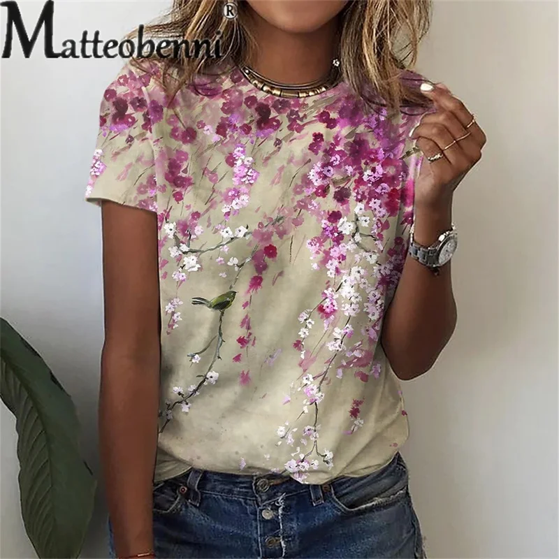 2023 Summer New Floral Print Tees Female Streetwear Casual Loose Short Sleeve Tops Women Elegant O Neck Pullover Cotton T Shirt
2023 Summer New Floral Print Tees Female Streetwear Casual Loose Short Sleeve Tops Women Elegant O Neck Pullover Cotton T Shirt