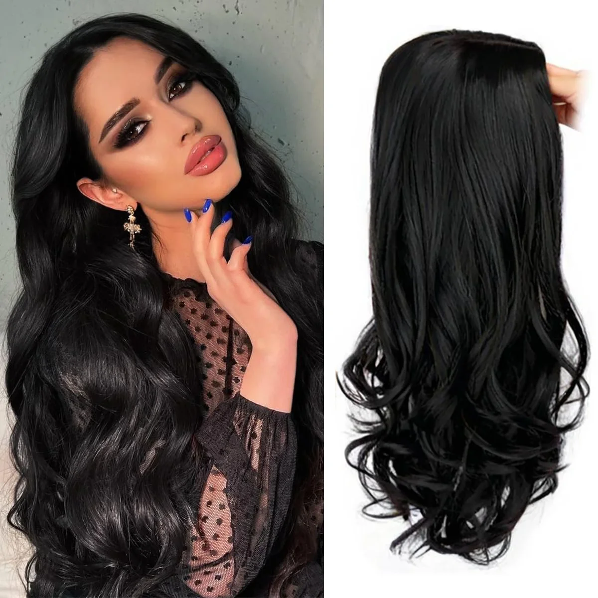Long Black Wavy Wig for White Black Women Synthetic No Lace Dark Ocean Beach Loose Body Wave Wig
Long Black Wavy Wig for White Black Women Synthetic No Lace Dark Ocean Beach Loose Body Wave Wig