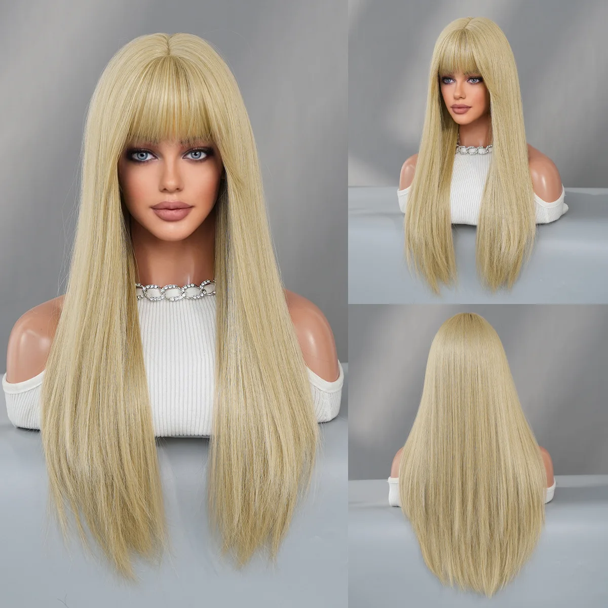 Blonde Women's Long Straight Hair Daily Chemical Fiber Simulation Wigs Full Headset Grey Blonde Wigs
Blonde Women's Long Straight Hair Daily Chemical Fiber Simulation Wigs Full Headset Grey Blonde Wigs