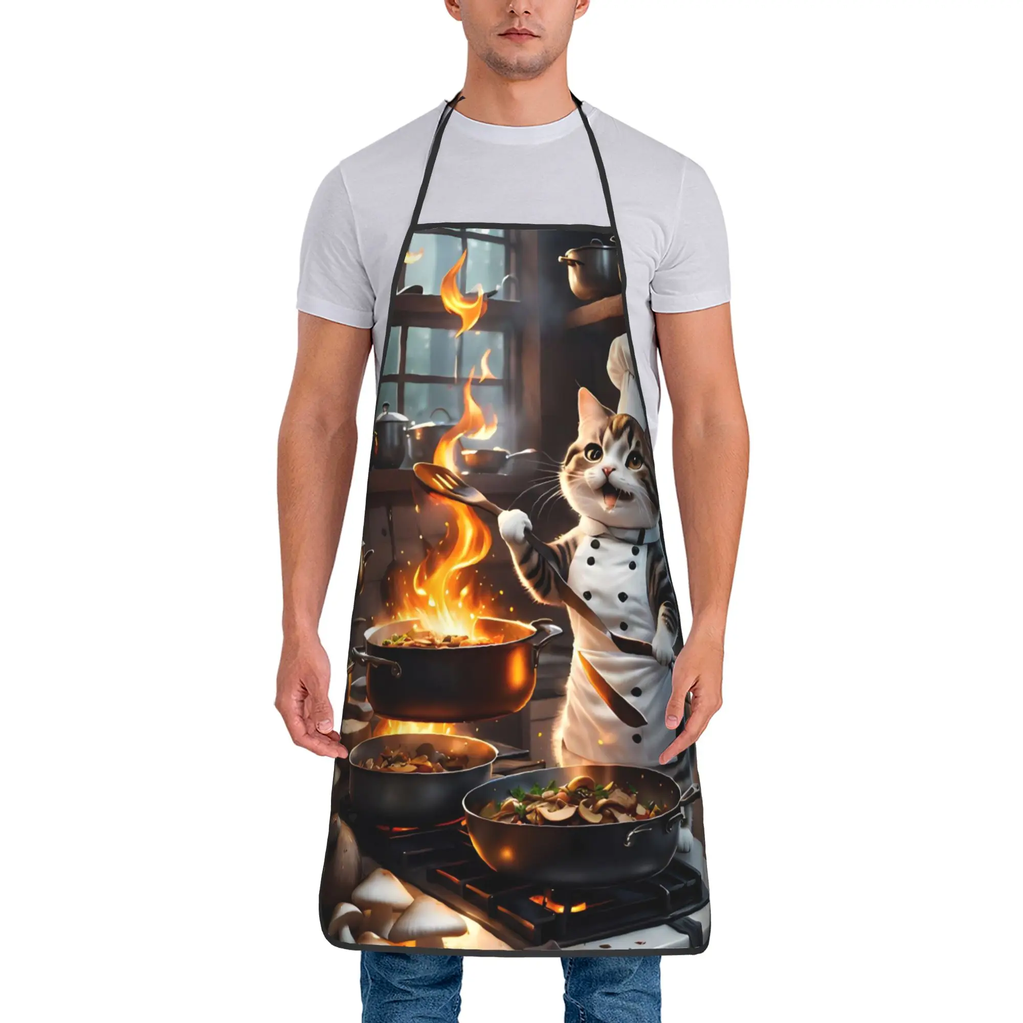 Funny Cat Chef with Knife and Spatula Apron Custom Cooking Kitchen Accessories Barbecue Barber Aprons without Pocket
Funny Cat Chef with Knife and Spatula Apron Custom Cooking Kitchen Accessories Barbecue Barber Aprons without Pocket