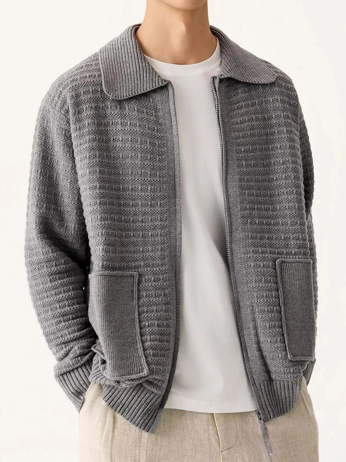 Loose Fit Knitted Sweater Men's Casual Sle Long Sve round Ne Coat with Patch ket Texture Design Winter Outerwear
Loose Fit Knitted Sweater Men's Casual Sle Long Sve round Ne Coat with Patch ket Texture Design Winter Outerwear