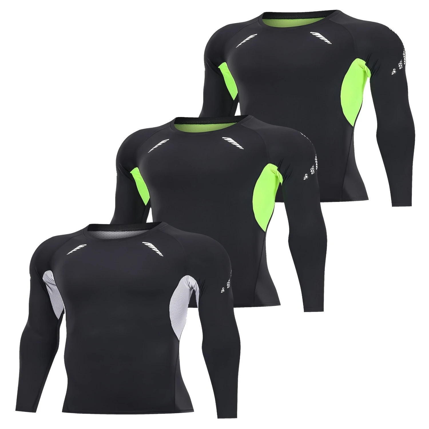 3 Pcs Men's Stylish Color Matching Compression Shirt, Active Breathable High Stretch Crew Neck Top For Hiking Jogging Cycling Ou
3 Pcs Men's Stylish Color Matching Compression Shirt, Active Breathable High Stretch Crew Neck Top For Hiking Jogging Cycling Ou