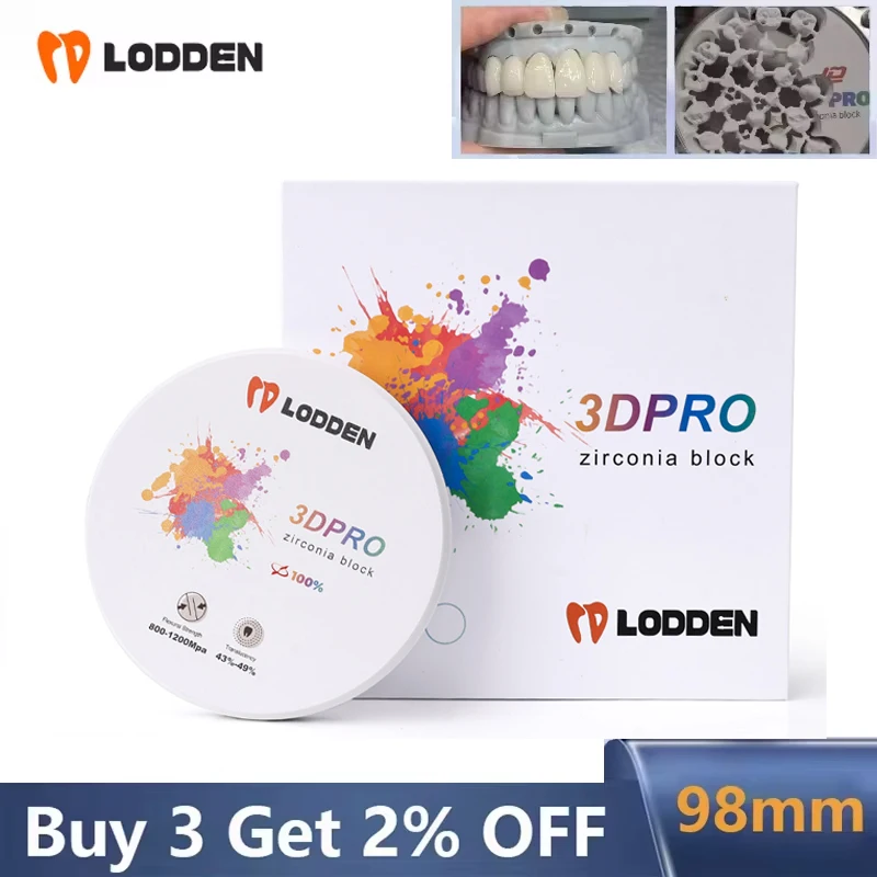 LODDEN 3D PRO Многослойные циркониевые блоки Стоматологическая лаборатория 98*10-25 мм CAD CAM Материал Фиксированный цирконий Реставрация Изгиба
LODDEN 3D PRO Многослойные циркониевые блоки Стоматологическая лаборатория 98*10-25 мм CAD CAM Материал Фиксированный цирконий Реставрация Изгиба