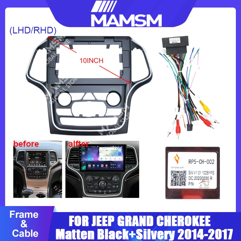 10" Car Radio Frame Fascia Adapter Wiring Harness Kit for Jeep Grand Cherokee 2014-2017 Android Stereo Dash Fitting Panel
10" Car Radio Frame Fascia Adapter Wiring Harness Kit for Jeep Grand Cherokee 2014-2017 Android Stereo Dash Fitting Panel