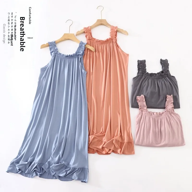 Modal Summer Sleep Dress Women's Loose Tank Strap Dress Thin Home Dress Can Be Worn outside Medium Length Large Size
Modal Summer Sleep Dress Women's Loose Tank Strap Dress Thin Home Dress Can Be Worn outside Medium Length Large Size
