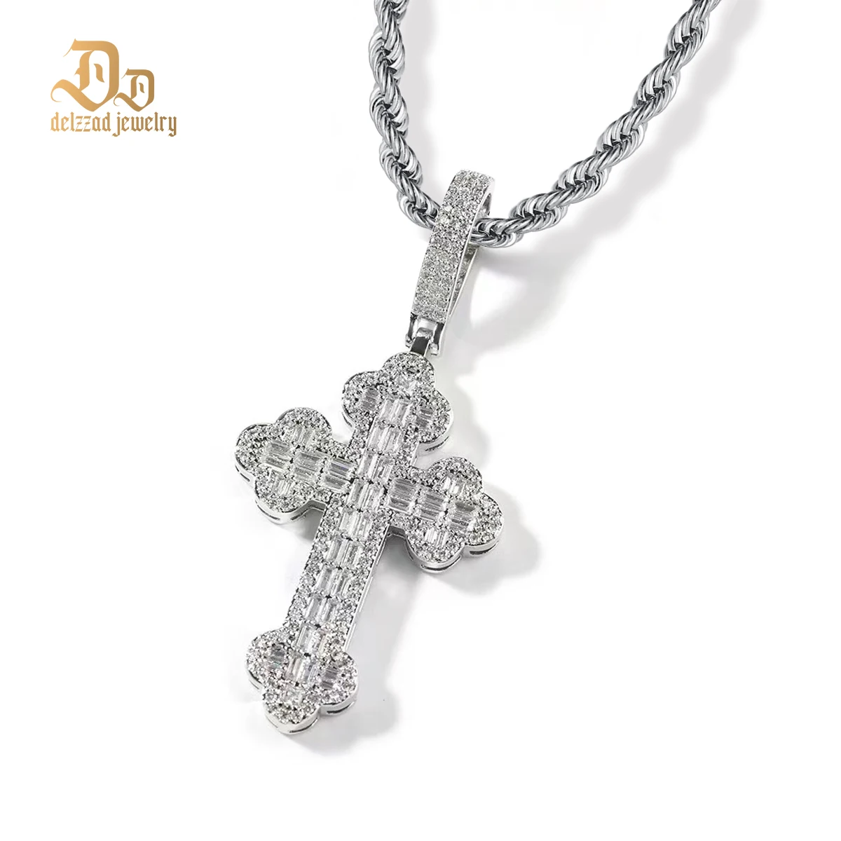 Delzzad 100% S925 Sterling Silver VVS Moissanite Hip Hop Pointed Cross Pendant Unisex Exquisite Shining Luxury Jewelry Gifts
Delzzad 100% S925 Sterling Silver VVS Moissanite Hip Hop Pointed Cross Pendant Unisex Exquisite Shining Luxury Jewelry Gifts