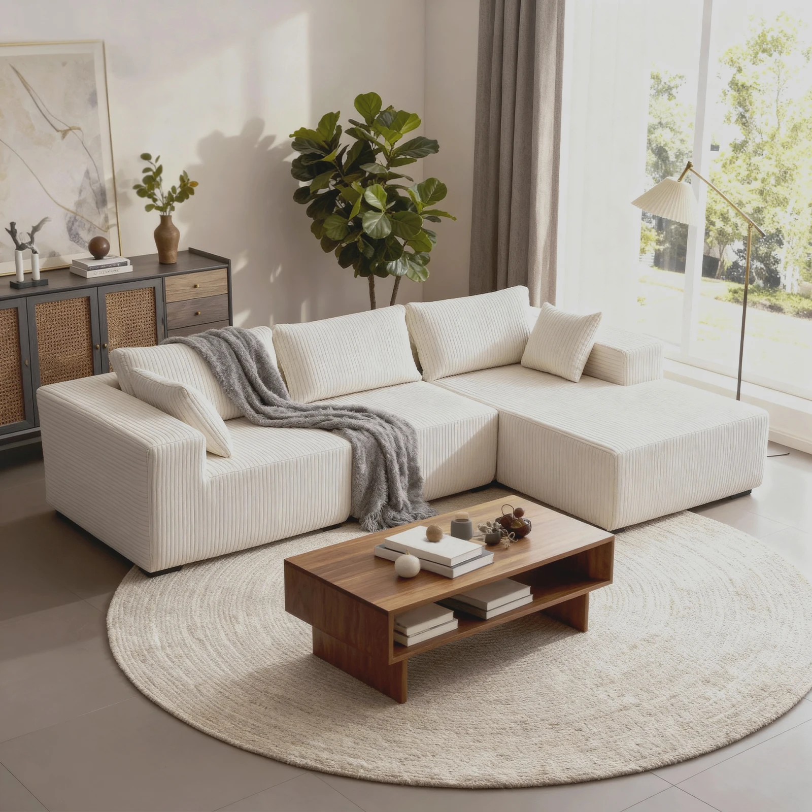 108-Inch Modular Combination Sofa, Modern Modular L-Shaped Sofa with a Lounge Chair, Upholstered Boneless Sofa
108-Inch Modular Combination Sofa, Modern Modular L-Shaped Sofa with a Lounge Chair, Upholstered Boneless Sofa
