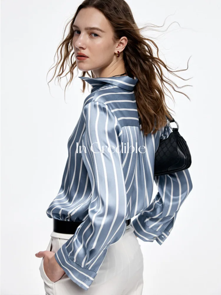Spring Summer 20.8mm 100% Silk Shirts Women Thick Stripe Long Sleeve Loose Satin Shirt
Spring Summer 20.8mm 100% Silk Shirts Women Thick Stripe Long Sleeve Loose Satin Shirt