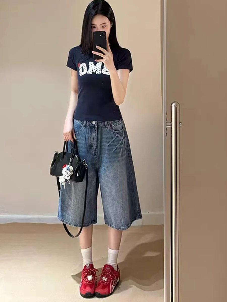 Loose High Waist Blue Denim Jeans Women's Summer Wide Leg Seven-Foot Ripped Jeans Vintage American Style plus Size
Loose High Waist Blue Denim Jeans Women's Summer Wide Leg Seven-Foot Ripped Jeans Vintage American Style plus Size