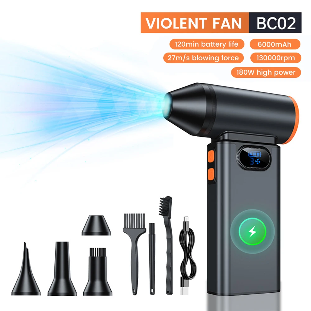 Turbo Jet Fan With 4 Nozzles Rechargeable Air Blower 130000RPM Turbo Fan Blower Brushless Air Compressor 4 Speeds Dust Cleaning
Turbo Jet Fan With 4 Nozzles Rechargeable Air Blower 130000RPM Turbo Fan Blower Brushless Air Compressor 4 Speeds Dust Cleaning