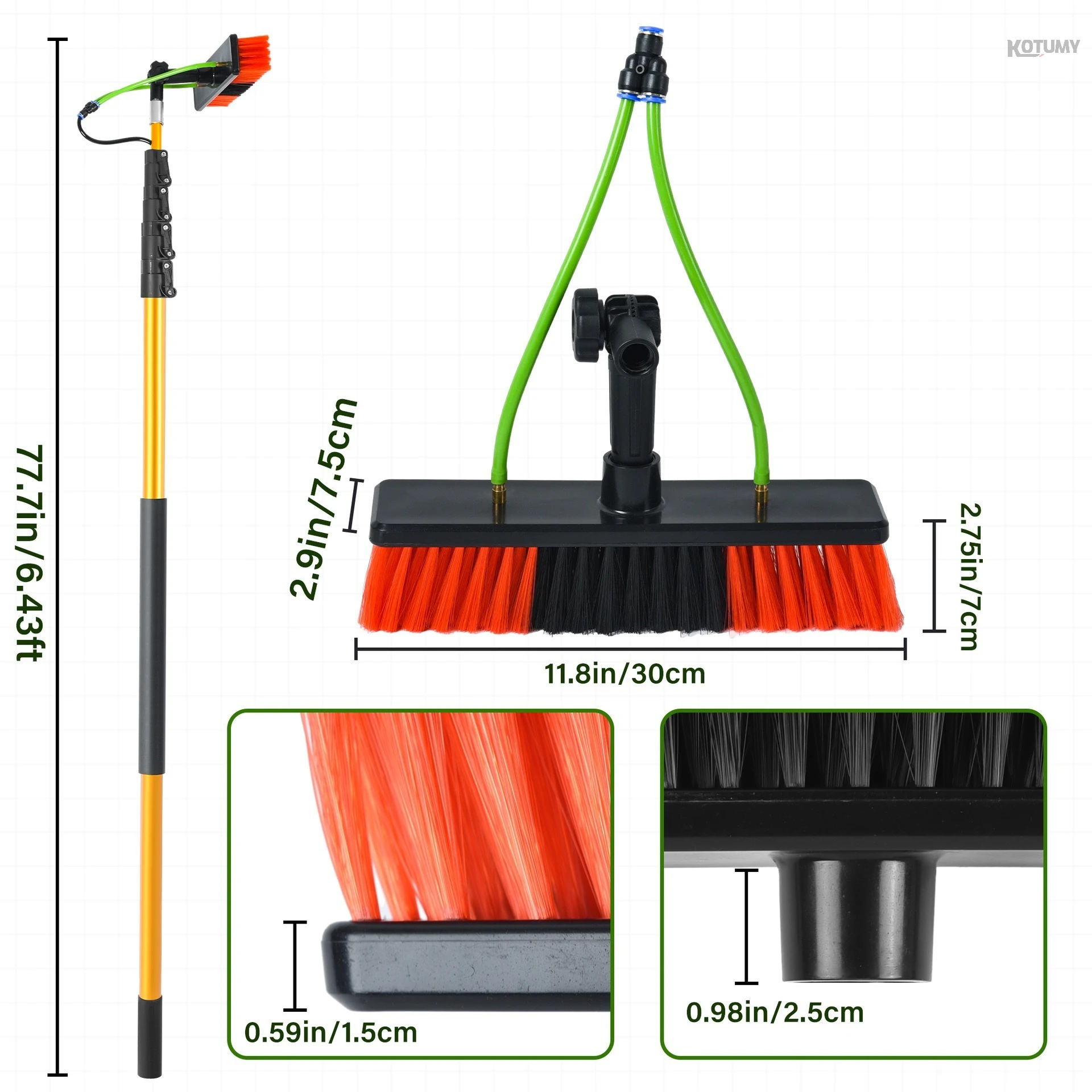 12FT Water Fed Pole Solar Panel Cleaning Brush Telescopic PV Panel Washer with Water Supply Hose
12FT Water Fed Pole Solar Panel Cleaning Brush Telescopic PV Panel Washer with Water Supply Hose