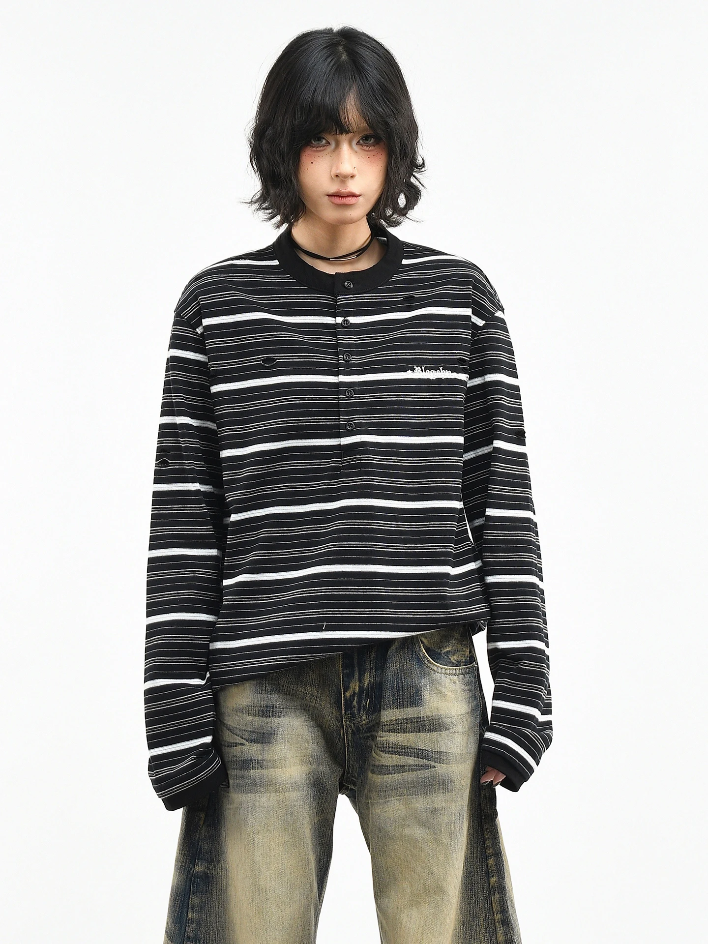 Женская футболка OV Original Retro Stripe с открытым воротником и длинными рукавами, весенняя, свободная, повседневная, для пар, из смесового хлопка и полиэстера
Женская футболка OV Original Retro Stripe с открытым воротником и длинными рукавами, весенняя, свободная, повседневная, для пар, из смесового хлопка и полиэстера