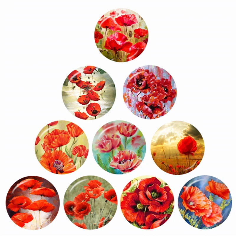 Beautiful Art Red Poppy Flowers 10pcs 12mm/16mm/18mm/20mm/25mm/30mm Round Photo Glass Cabochon Demo Flat Back Making
Beautiful Art Red Poppy Flowers 10pcs 12mm/16mm/18mm/20mm/25mm/30mm Round Photo Glass Cabochon Demo Flat Back Making