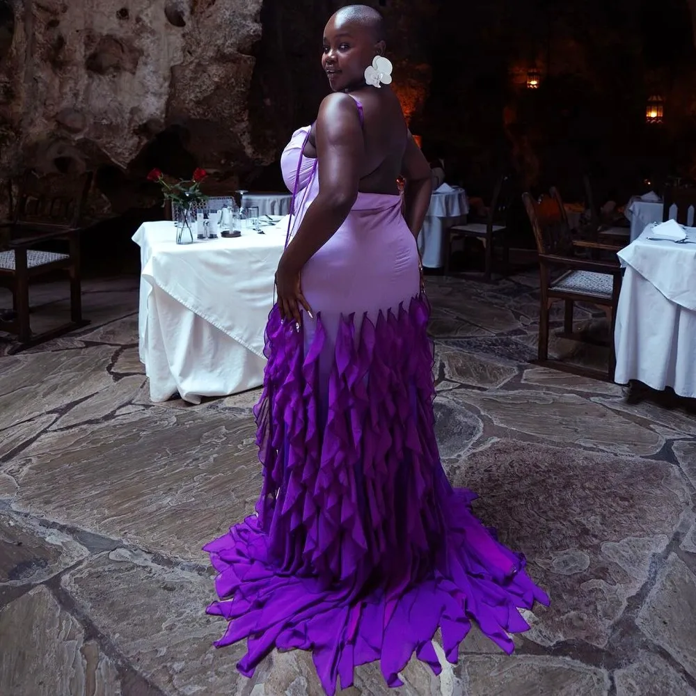 Purple Plus Size Prom Dresses With Spaghetti Straps Ruffles Chiffom Mermaid Evening Dress Sweep Train Special Occasion Gowns
Purple Plus Size Prom Dresses With Spaghetti Straps Ruffles Chiffom Mermaid Evening Dress Sweep Train Special Occasion Gowns