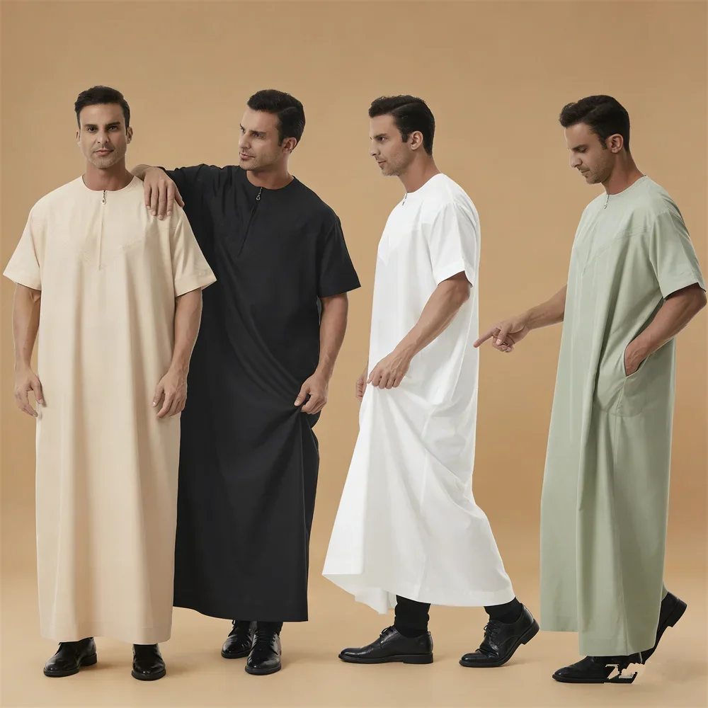 Ramadan Men Jubba Thobe Dress Eid Muslim Long Robe Zipper Short Sleeve Saudi Abaya Caftan Dubai Arabic Daffah Dishdasha Kaftan
Ramadan Men Jubba Thobe Dress Eid Muslim Long Robe Zipper Short Sleeve Saudi Abaya Caftan Dubai Arabic Daffah Dishdasha Kaftan