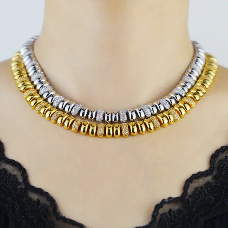 New Hot Fashion Unisex Snake Chain Necklace Choker Herringbone Gold Color Beaded Link Chain Pave 5A CZ Necklace Women Jewelry
New Hot Fashion Unisex Snake Chain Necklace Choker Herringbone Gold Color Beaded Link Chain Pave 5A CZ Necklace Women Jewelry