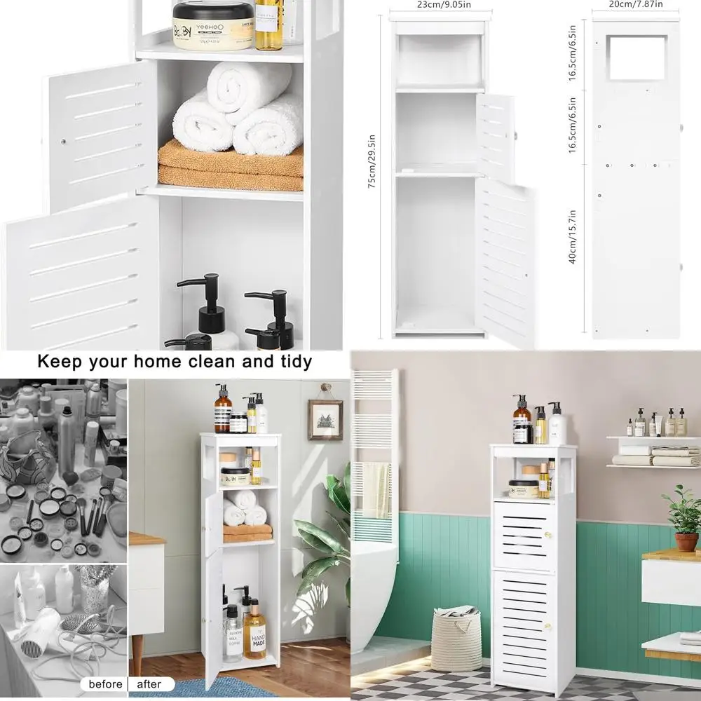 White Freestanding Bathroom Storage Cabinet with 1 Door and Shelves, 29.5x8.66x7.87, Suitable for Home Kitchen, Living Room & Ha
White Freestanding Bathroom Storage Cabinet with 1 Door and Shelves, 29.5x8.66x7.87, Suitable for Home Kitchen, Living Room & Ha
