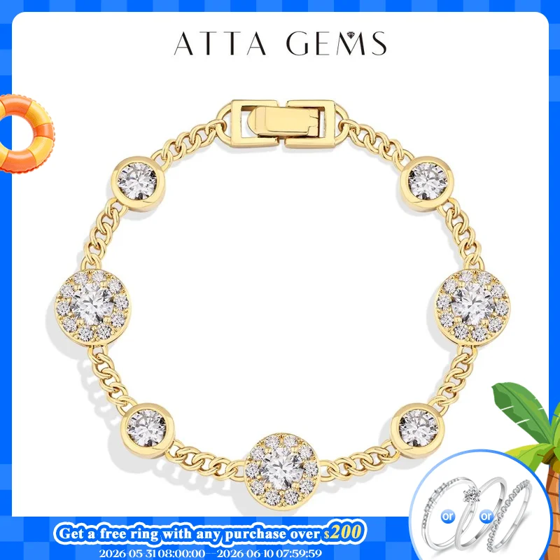 ATTAGEMS Luxury Moissanite Bracelet for Women S925 Silver Yellow Gold Plated Round halo D Color VVS1 Diamond Wedding Jewelry New
ATTAGEMS Luxury Moissanite Bracelet for Women S925 Silver Yellow Gold Plated Round halo D Color VVS1 Diamond Wedding Jewelry New
