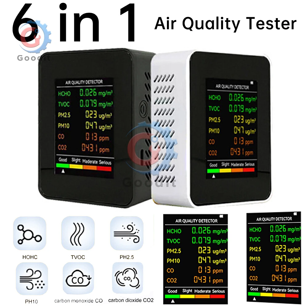 6-in-1 Air Quality Detector Monitor LCD Display Home Indoor Office Wall Mounted Multifunctional Air Quality Tester with Alarm
6-in-1 Air Quality Detector Monitor LCD Display Home Indoor Office Wall Mounted Multifunctional Air Quality Tester with Alarm