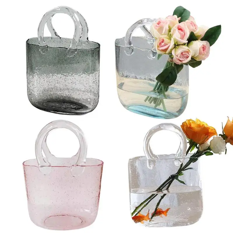 Handbag Shape Clear Vase Glass Purse Vase For Flowers Blue Glass Bag Vase With Handle Flower Arrangement Fish Tank And GlassVase
Handbag Shape Clear Vase Glass Purse Vase For Flowers Blue Glass Bag Vase With Handle Flower Arrangement Fish Tank And GlassVase