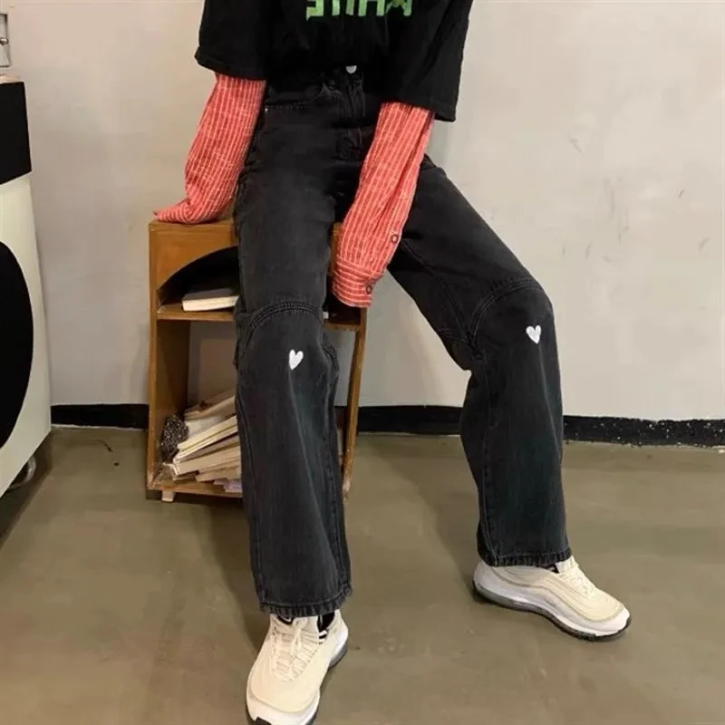 Retro Love Denim High Waist Slim Female Loose Fashion And Elegance Long Trousers High Street Wide Leg Pants Jeans For Womens
Retro Love Denim High Waist Slim Female Loose Fashion And Elegance Long Trousers High Street Wide Leg Pants Jeans For Womens