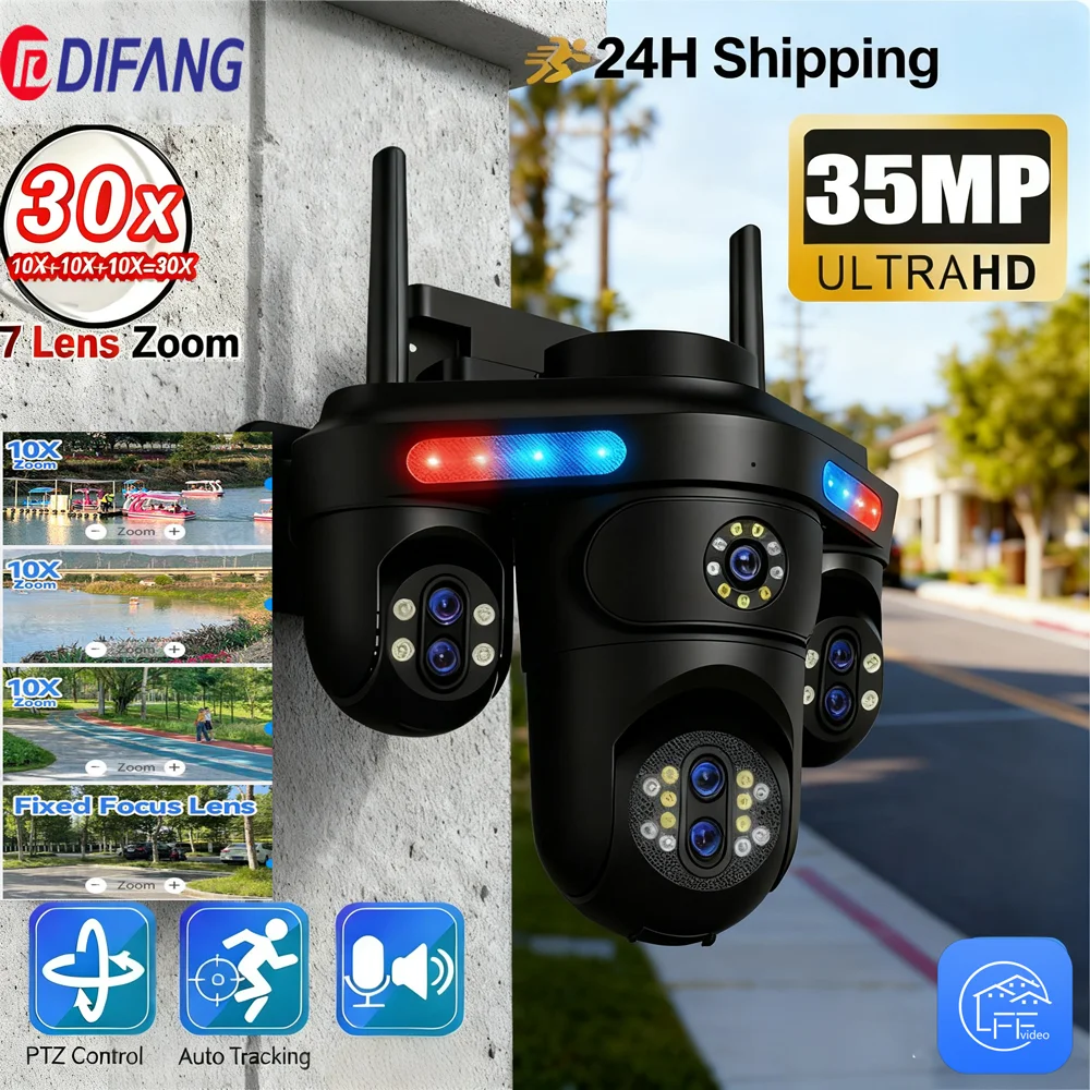 DIFANG 35MP WiFi Camera 4 Screens 7 Lens 10X Zoom Outdoor PTZ Security Cam Auto Tracking CCTV Surveillance Security Camera
DIFANG 35MP WiFi Camera 4 Screens 7 Lens 10X Zoom Outdoor PTZ Security Cam Auto Tracking CCTV Surveillance Security Camera