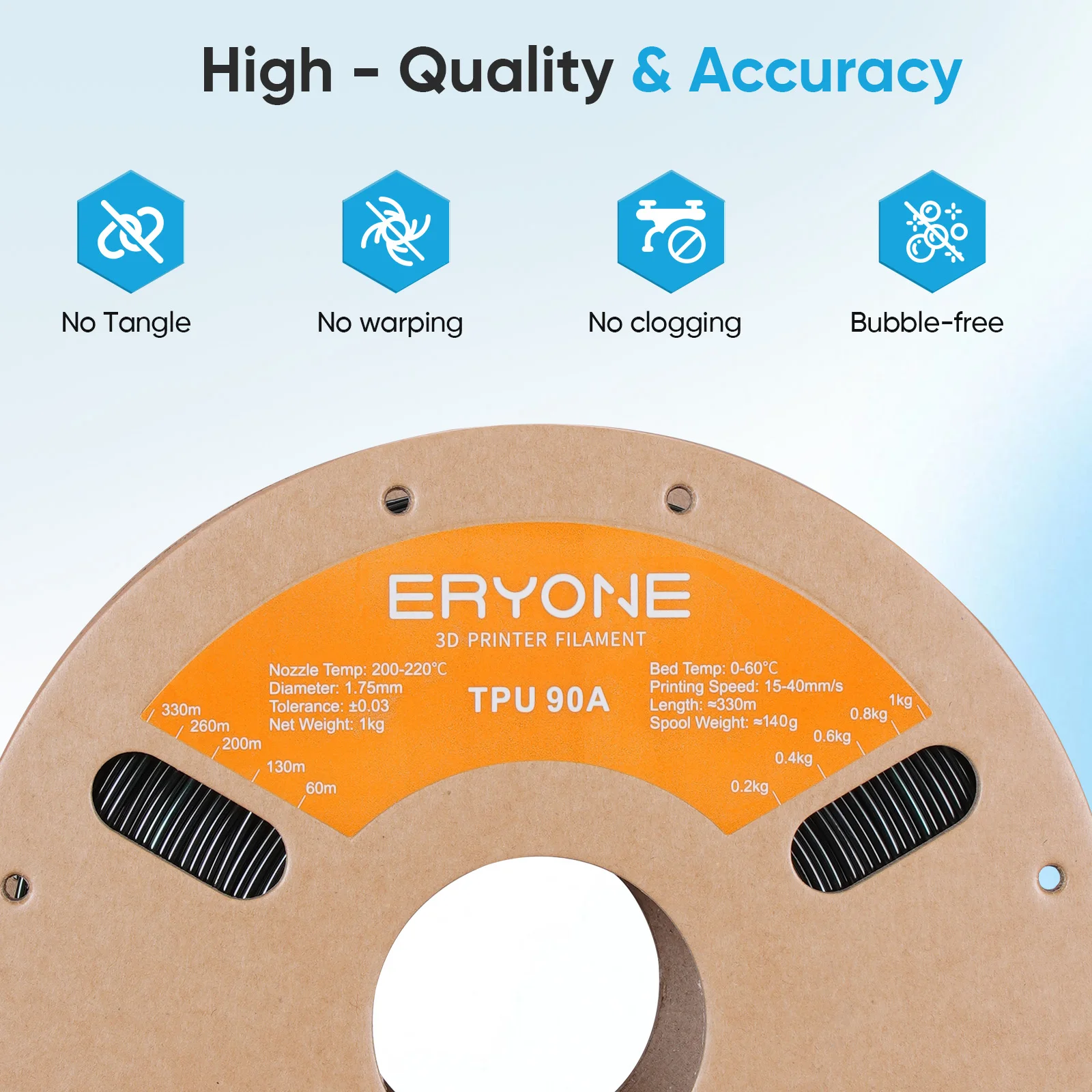 ERYONE 1KG TPU 90A Flexible 3D Printing Filament 1.75mm, Medium Softness Balance of Flexibility & Strength 1kg Spool
ERYONE 1KG TPU 90A Flexible 3D Printing Filament 1.75mm, Medium Softness Balance of Flexibility & Strength 1kg Spool
