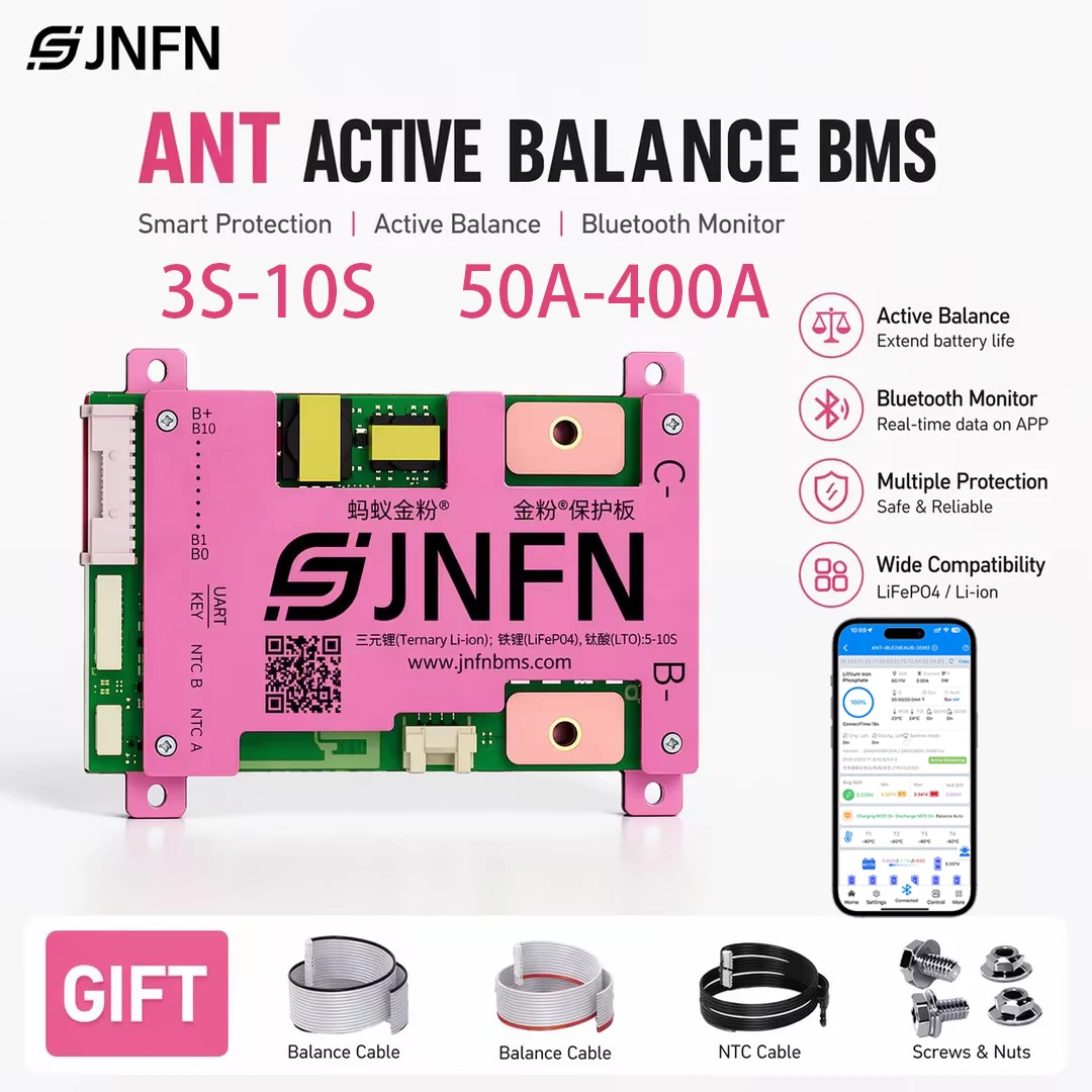 JNFN ANT BMS 3S 4S 5S 10S 12V 24V 36V1A Active balance Smart bms for Lifepo4 Li-ion battery pack with RS485 Bluetooth
JNFN ANT BMS 3S 4S 5S 10S 12V 24V 36V1A Active balance Smart bms for Lifepo4 Li-ion battery pack with RS485 Bluetooth