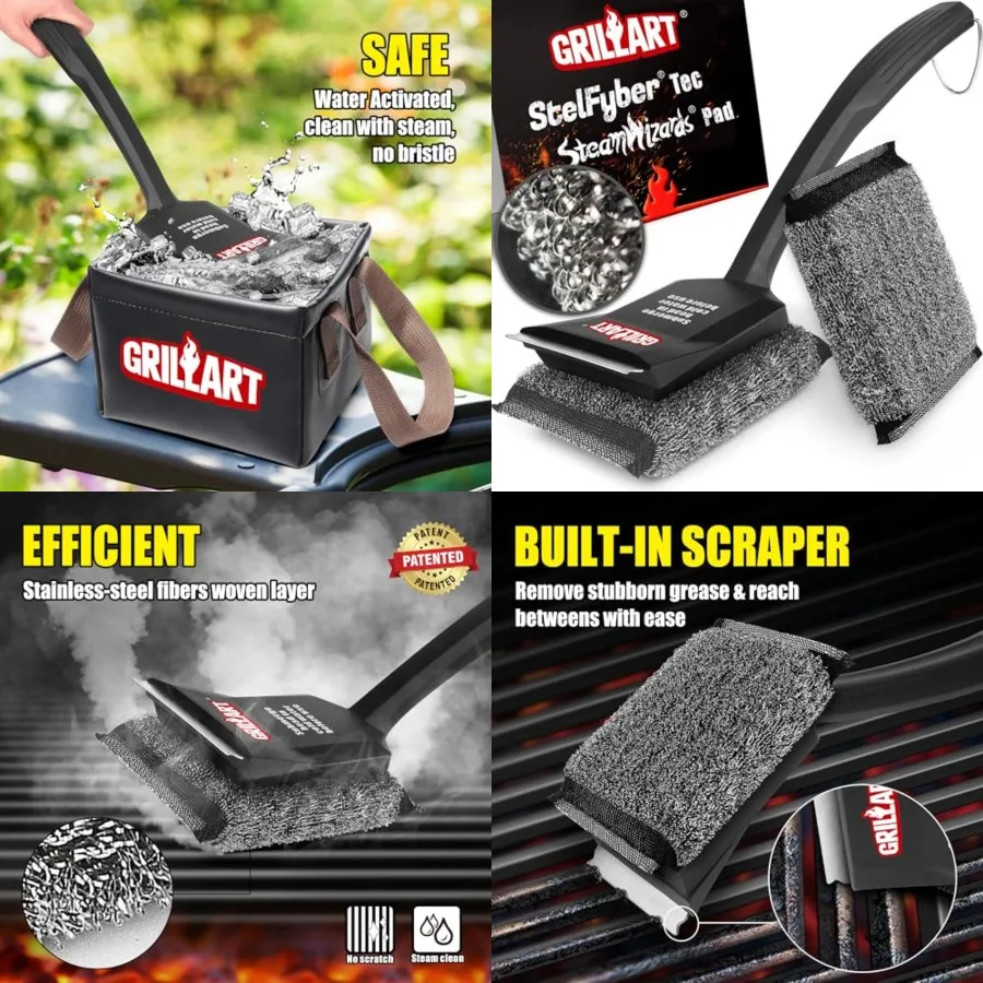 SteamWizards Grill Brush Bristle Free, Safe BBQ Grill Brush for Outdoor Grill, Flat Top Grill Cleaner with Replaceable Head, Su
SteamWizards Grill Brush Bristle Free, Safe BBQ Grill Brush for Outdoor Grill, Flat Top Grill Cleaner with Replaceable Head, Su